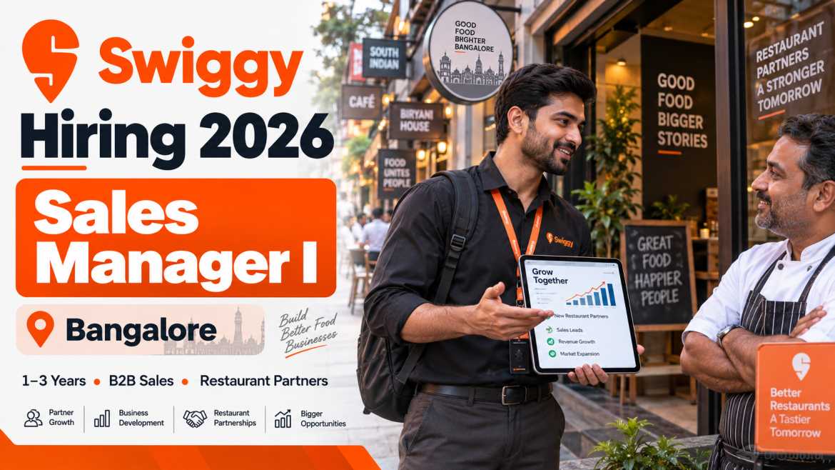 Swiggy Hiring 2026 – Sales Manager I Jobs in Bangalore | 1+ Years