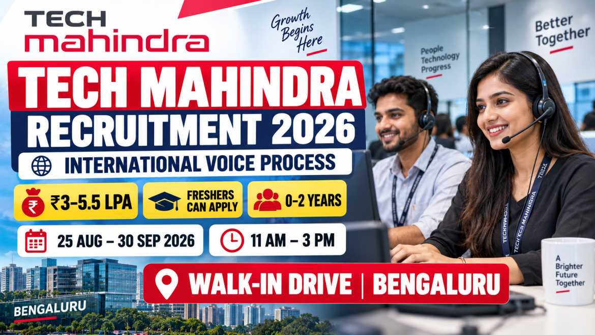 Tech Mahindra Recruitment 2026 – Walk-in, Salary, Eligibility & Apply
